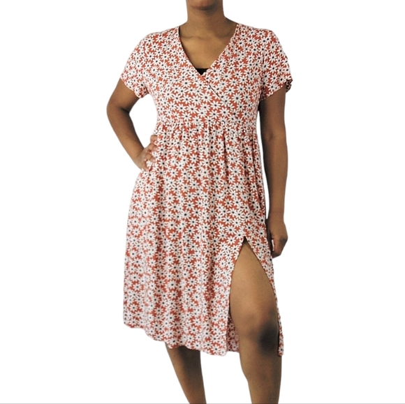 Madewell Clara Midi Red Floral Daisies Dress - Picture 1 of 11